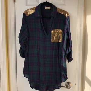 Flannel with sequin detailing